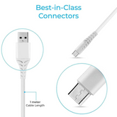 Ambrane ACM-11 Micro USB Data Cable, 3 Amp Fast Charging, 480 mbps Fast Data Transfer, 1 Meter (White/Black)
